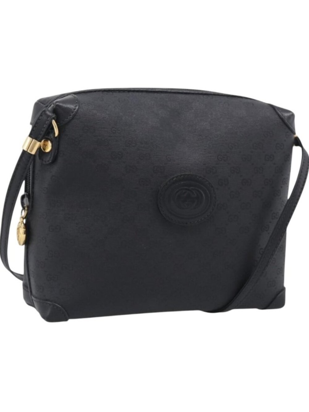 GUCCI Micro GG Shoulder Bag PVC Black Gold Tone 007 115 0093
